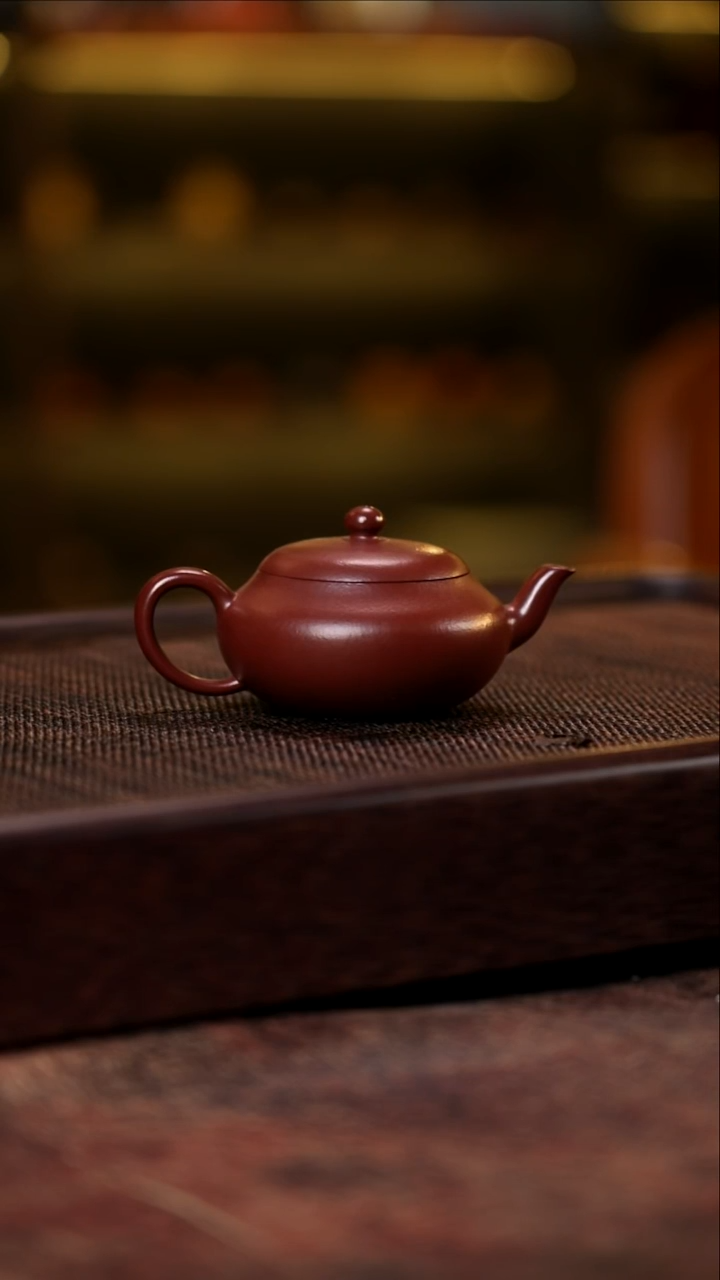 紫砂扁灯 紫袍玉砂