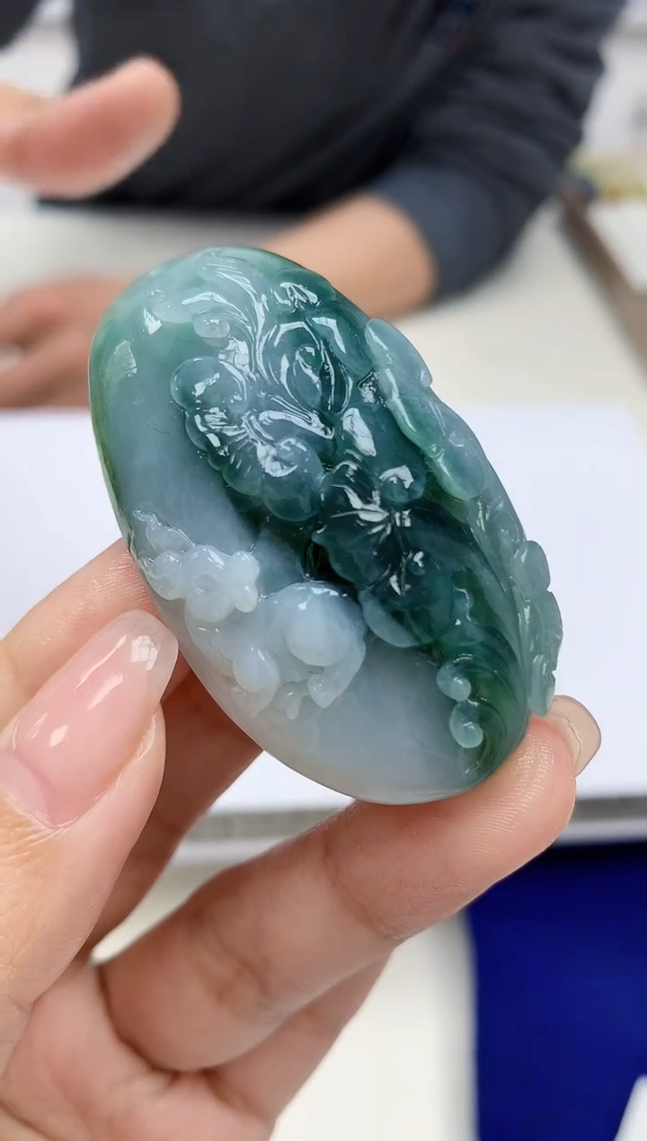 【闪购商品】定制翡翠未镶嵌3916kk-毛货挂件132