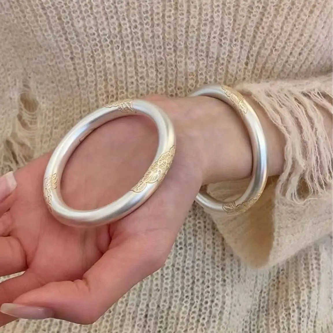 【开业大吉】描金花朵圈简约小众摆件高级感69g