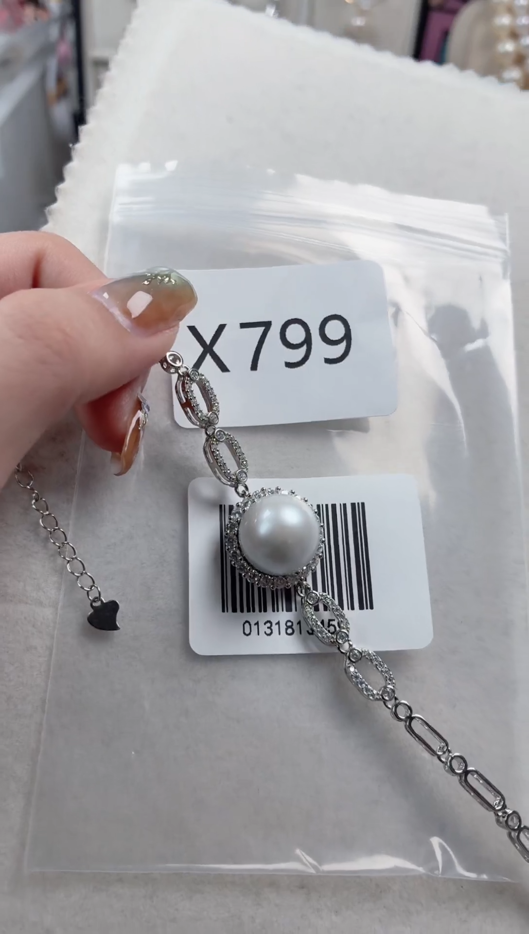 银S925镶嵌手链海水珍珠x799