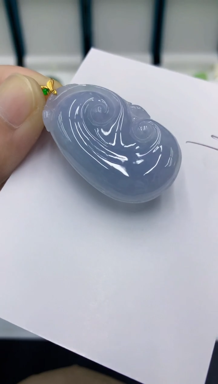 颈饰18K金镶嵌翡翠小*支翡翠