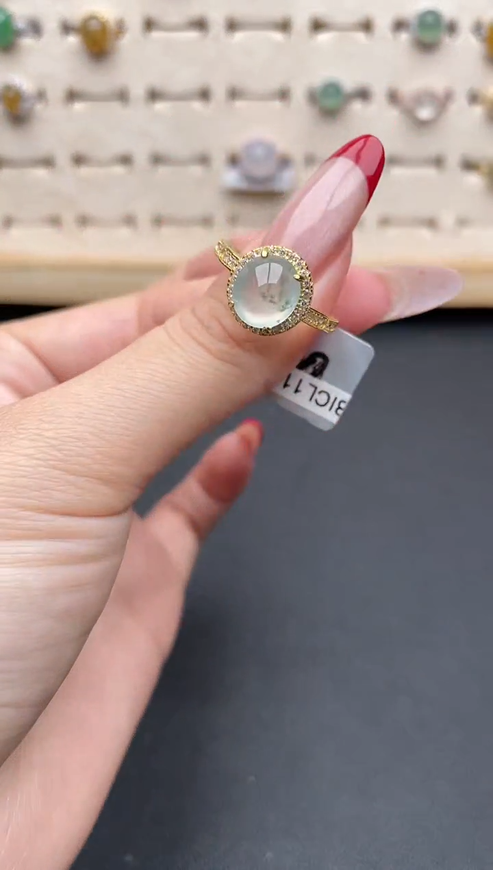 【闪购商品】翡翠戒指银S925镶嵌一物一证一礼盒