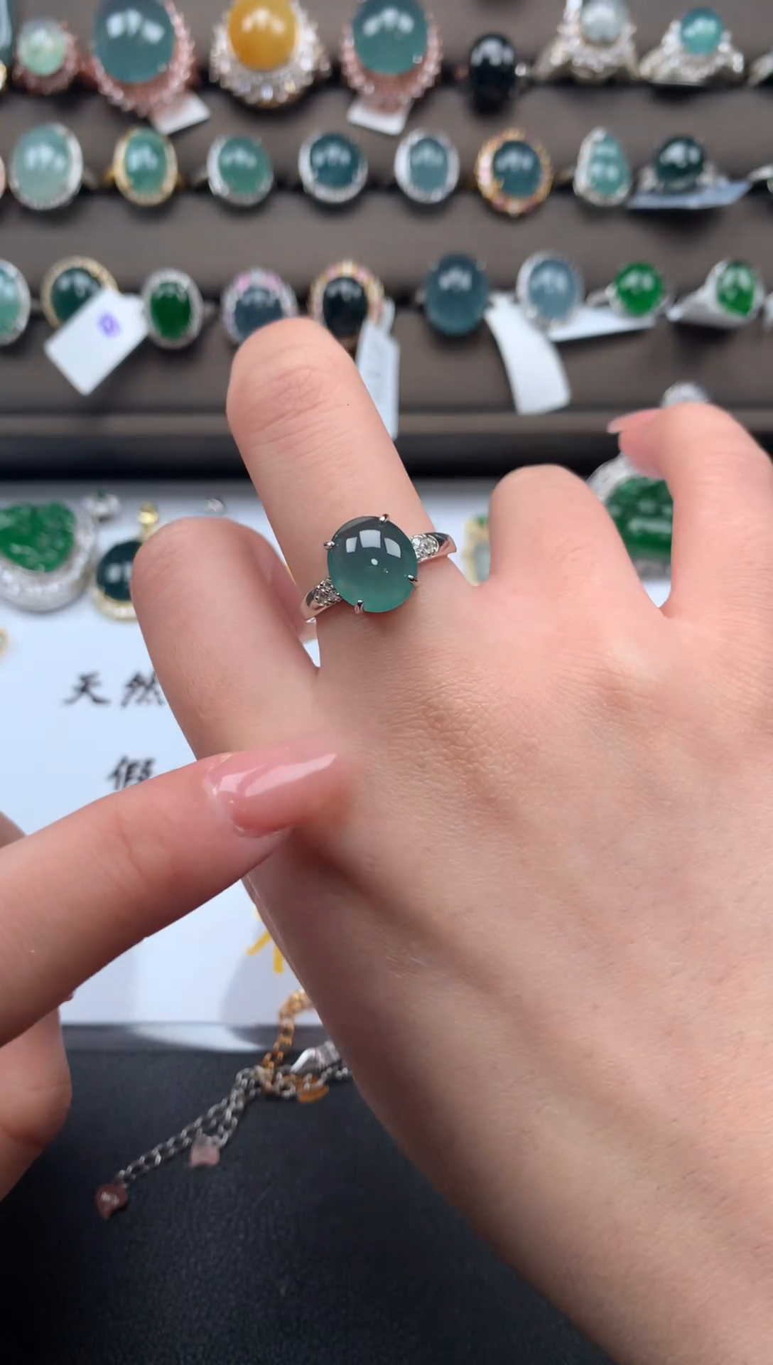 【闪购商品】翡翠戒指银S925镶嵌52114