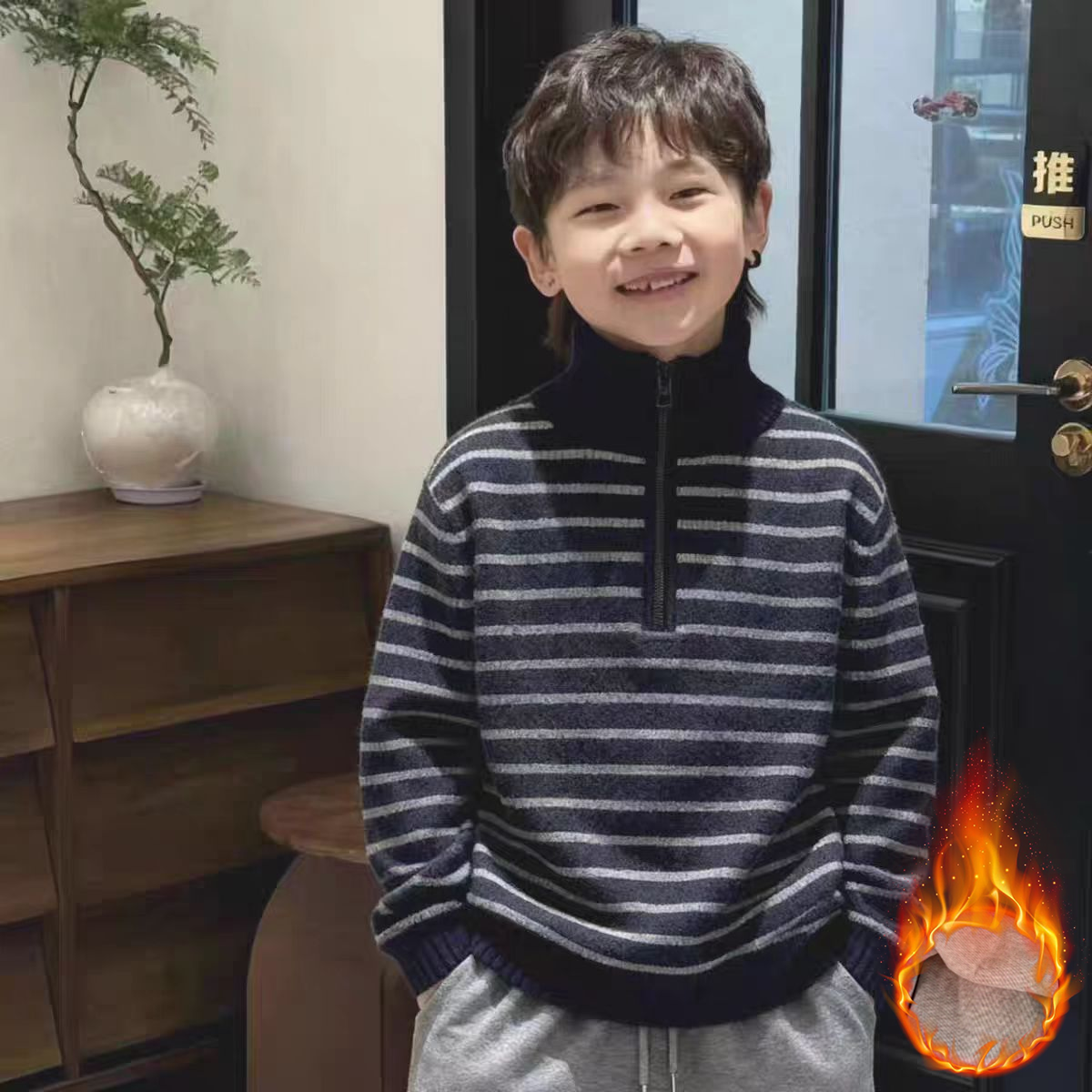 【加德容】韩版儿童毛衣男童2025秋冬新软糯加厚保暖中大童针织衫