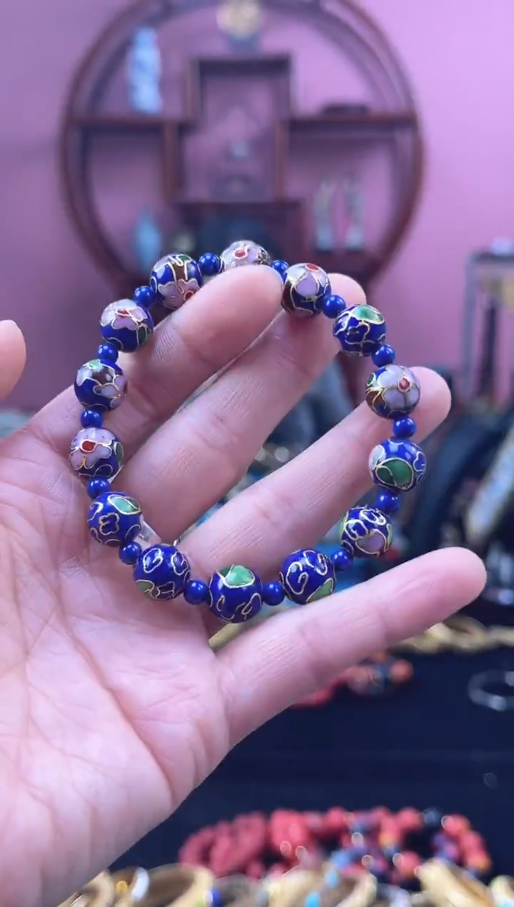 非遗技艺景泰蓝 卡1.0 手串 宝蓝色