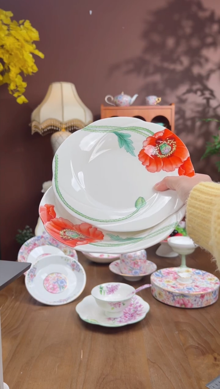 【闪购商品】瓦当虞美人8英寸深盘2个