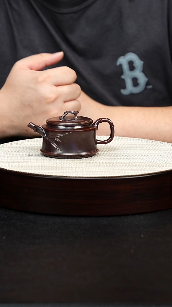 茶壶紫砂宜兴紫砂 竹段 龙山古乌泥