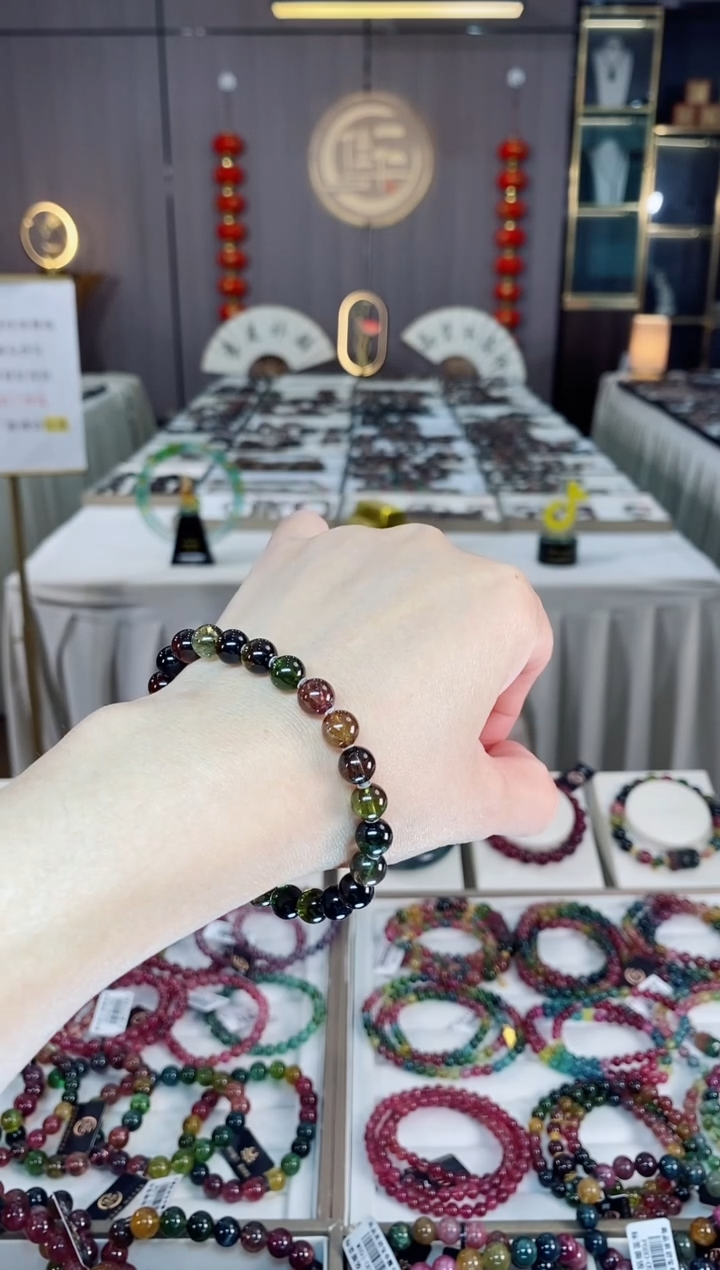 未镶嵌老矿碧玺单圈手串7mm+碧玺hon多样性发货一条