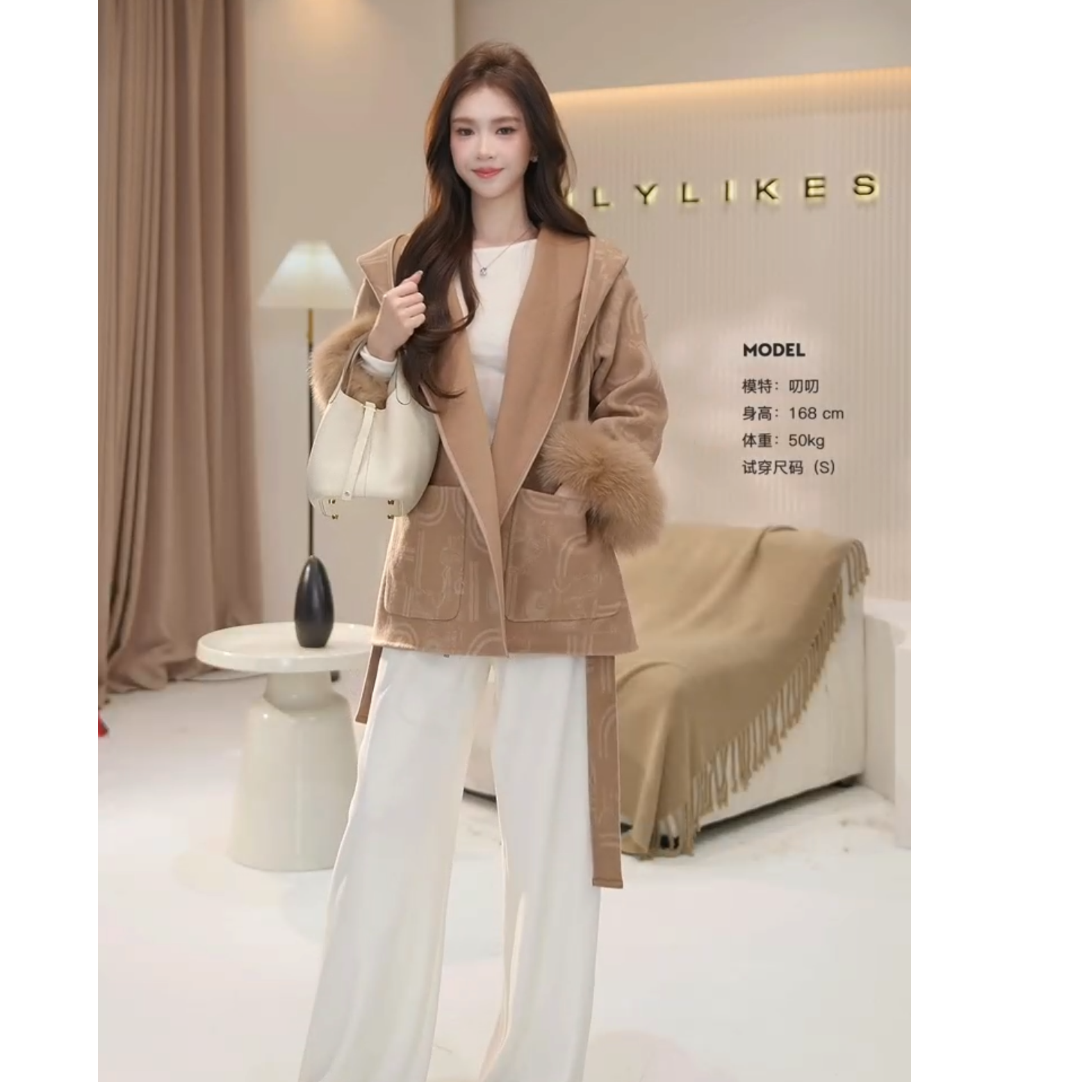 【LILYLIKES】双面可穿真狐狸毛袖老钱风羊毛大衣双面呢外套