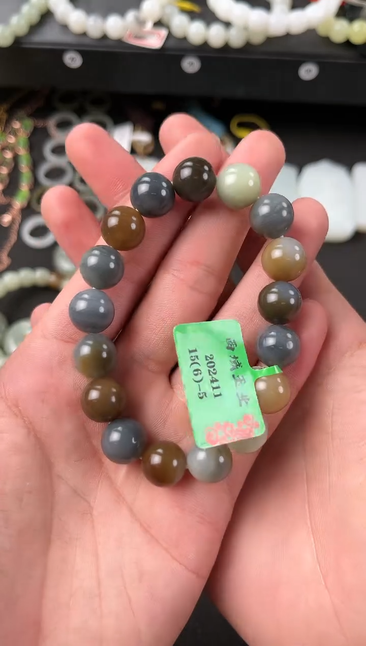 【闪购商品】和田玉手串未镶嵌若羌楼兰三色手串卡12微色差
