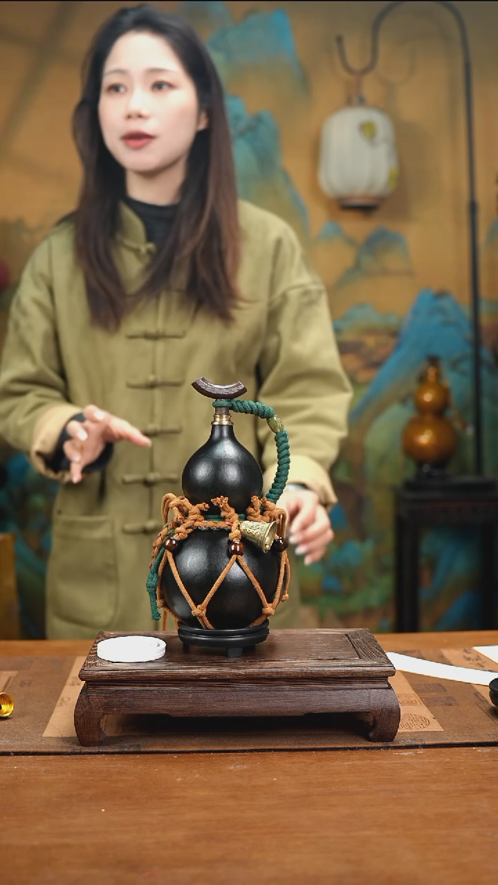 YQ064复古网兜款天然酒葫芦（一物一拍）