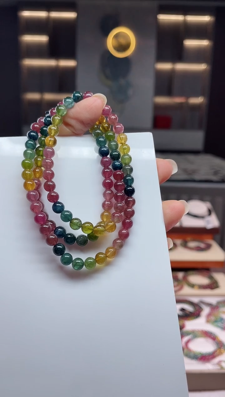 未镶嵌老矿碧玺三圈手串5mm+碧玺（多样性发一条）Q