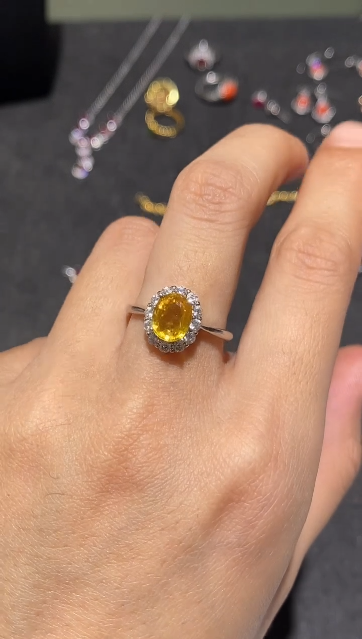 戒指蓝宝石银S925镶嵌戒指