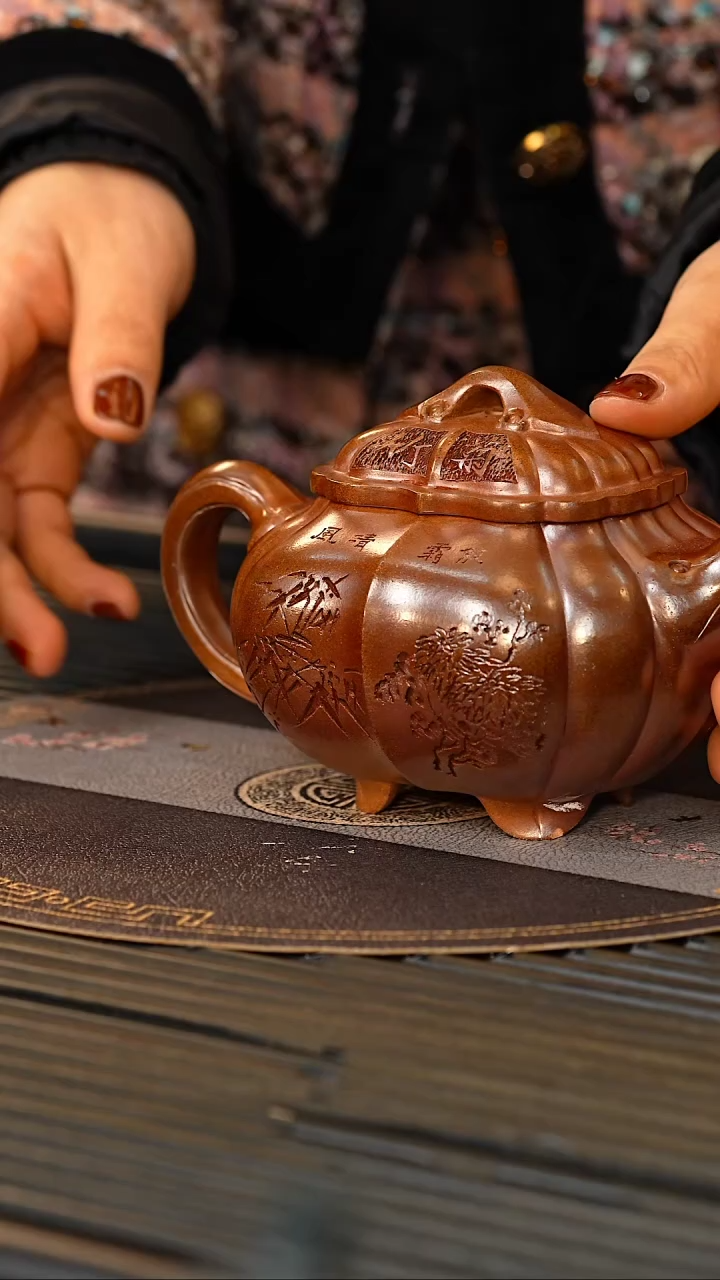 【闪购商品】紫砂茶壶CLQ 柴烧  筋纹传炉