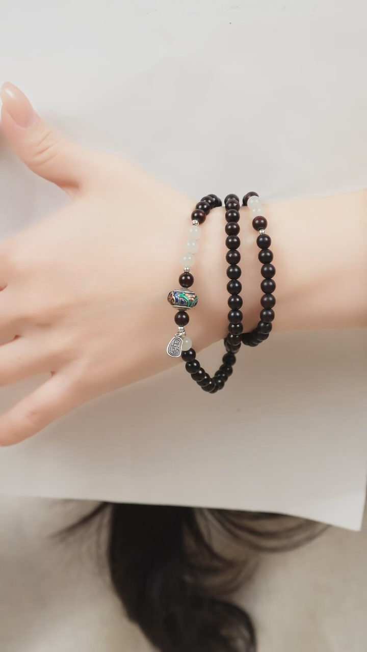 手串檀香紫檀（小叶紫檀）未镶嵌三圈小叶紫檀