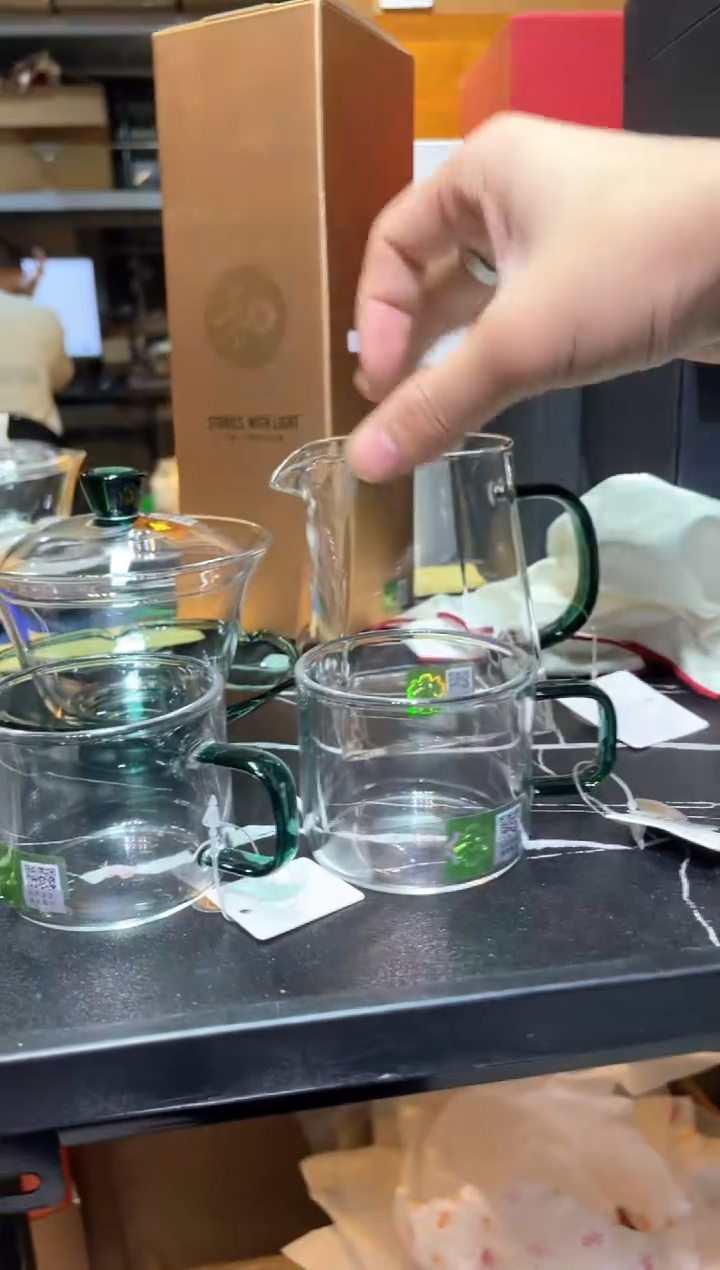 荷叶盖碗/墨绿+瀚然墨绿 +清禾杯一对墨绿