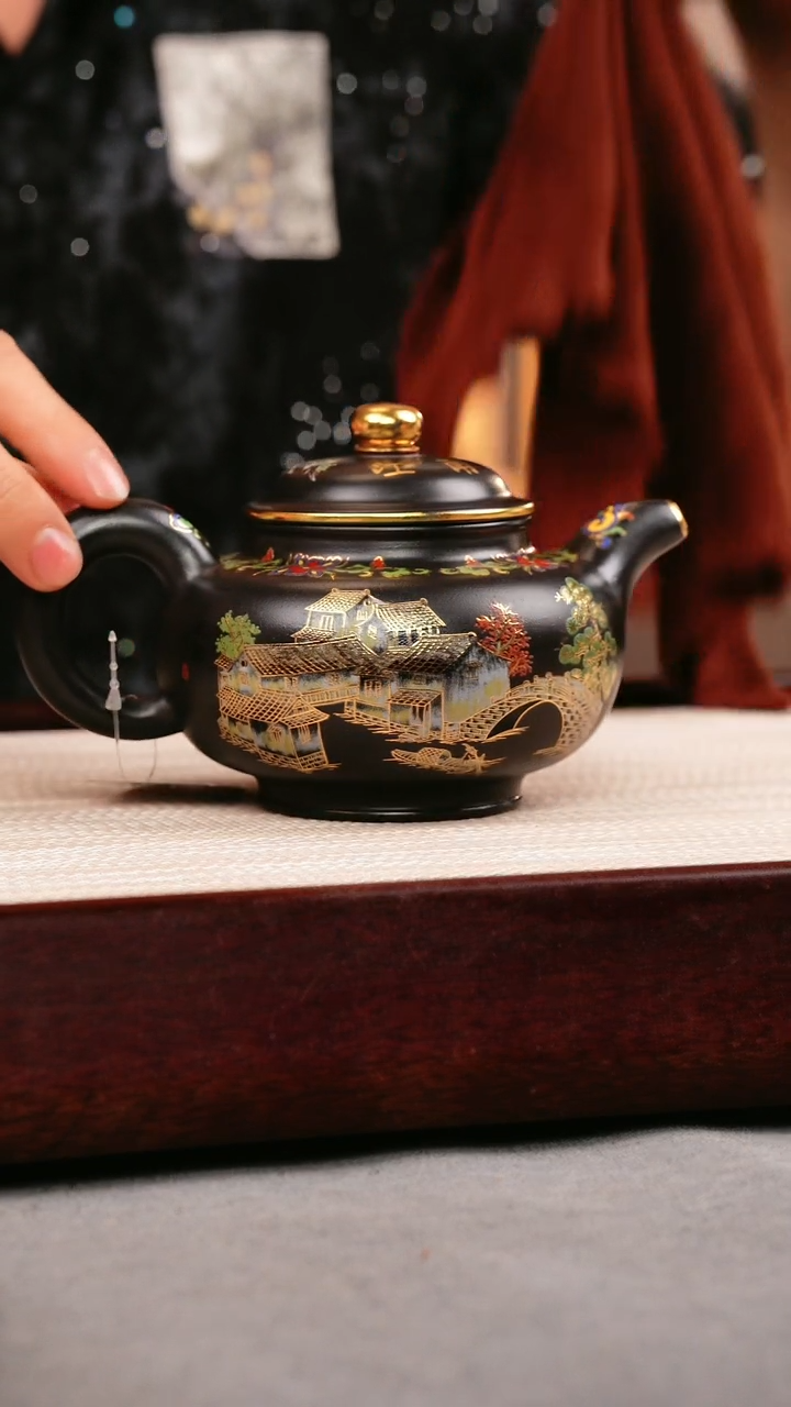 茶壶紫砂石黄 掇只 忆江南珐琅彩