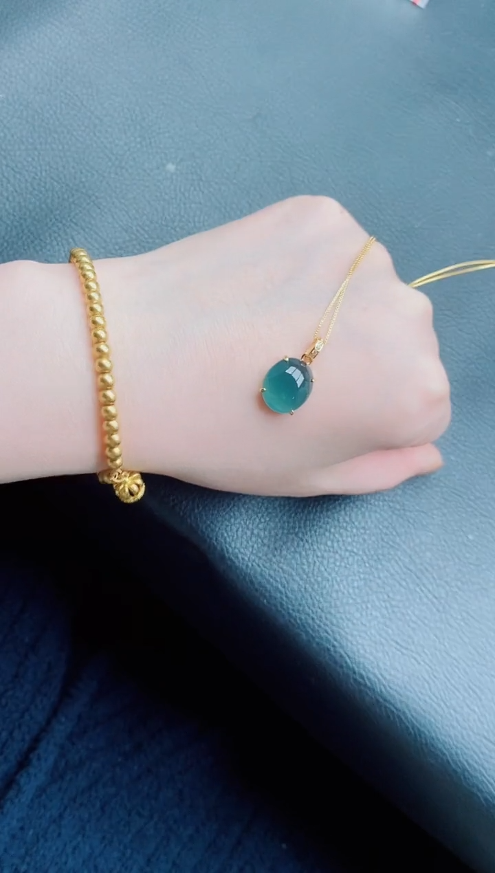 【闪购商品】玛瑙/玉髓颈饰银S925镶嵌天然a货翡翠646