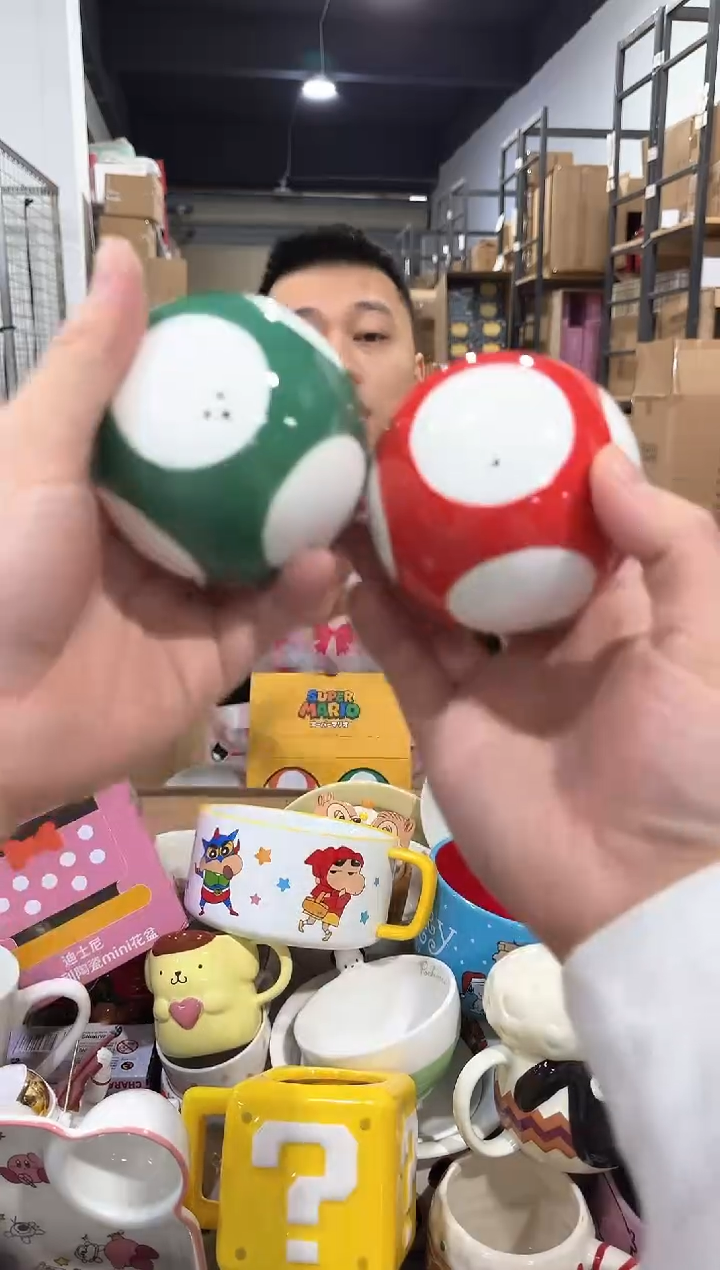 瓷片原盒蘑菇粉瓶