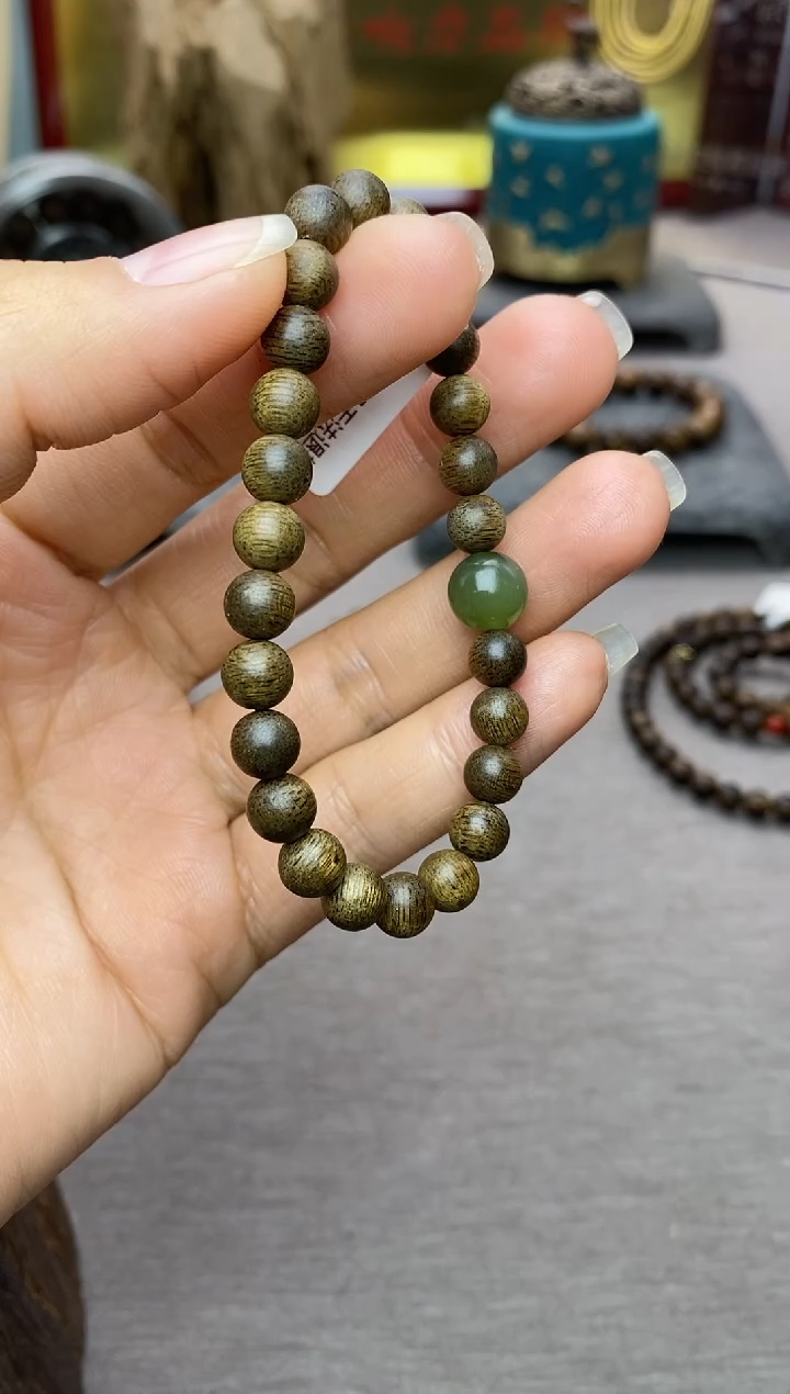 【闪购商品】沉香手串芽庄黄棋沉水老料06＋配饰单圈设计
