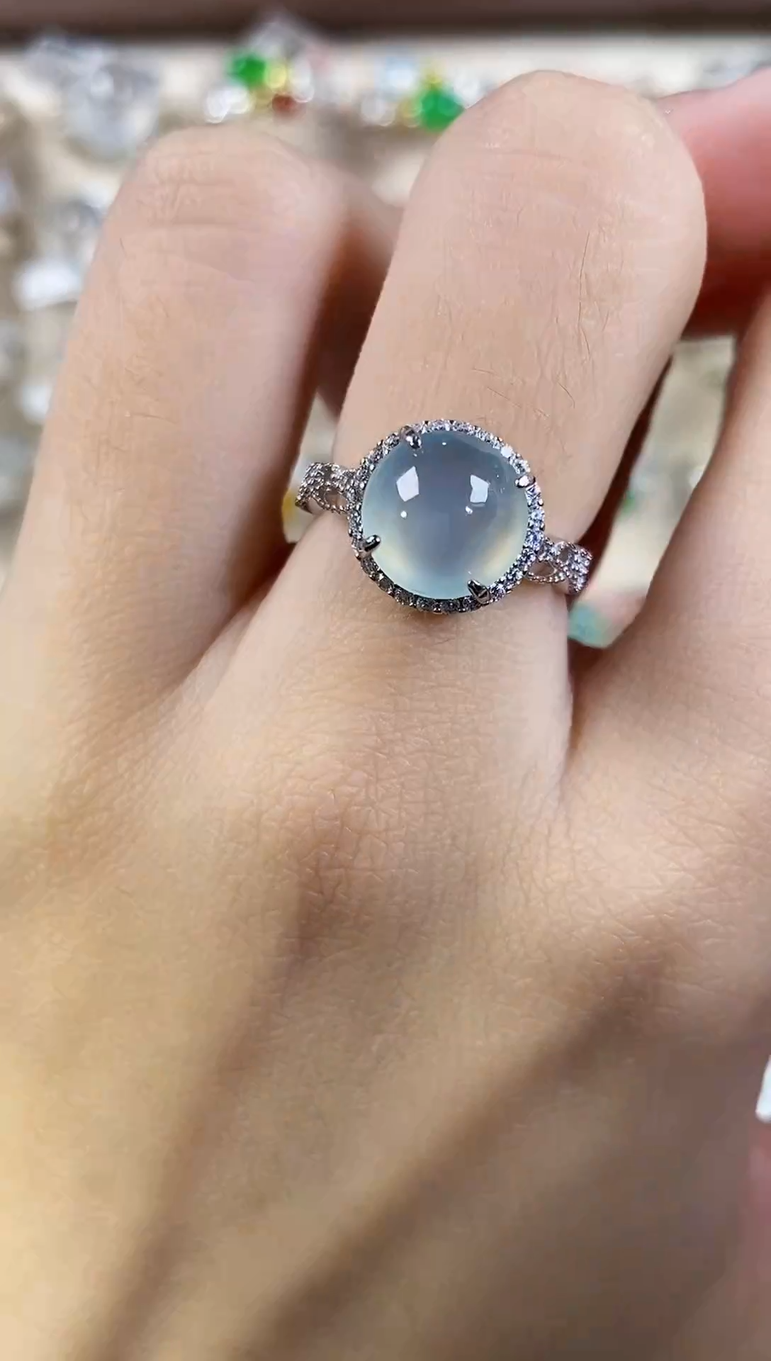 银S925镶嵌戒指翡翠天然A货翡翠31