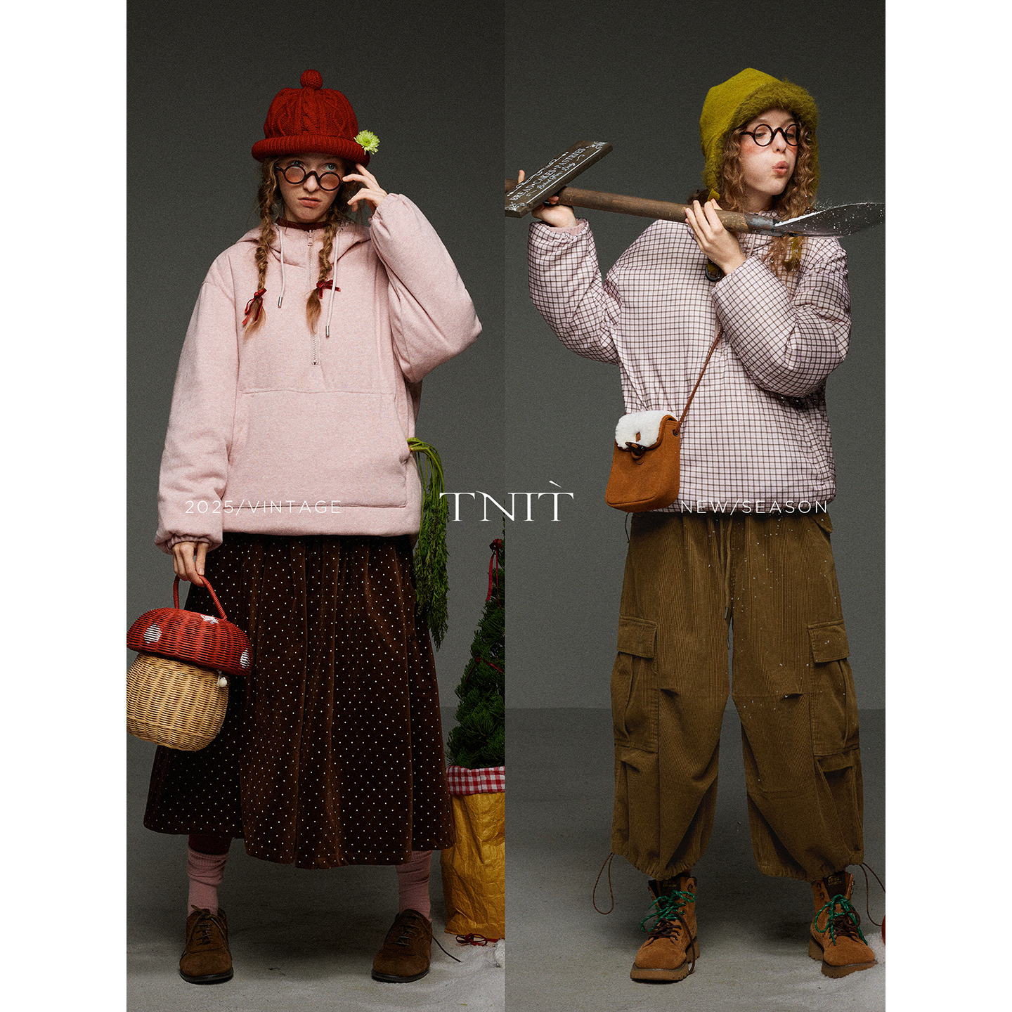 TNIT复古连帽双面穿半拉链白鸭绒羽绒卫衣女冬季加厚保暖套头上衣