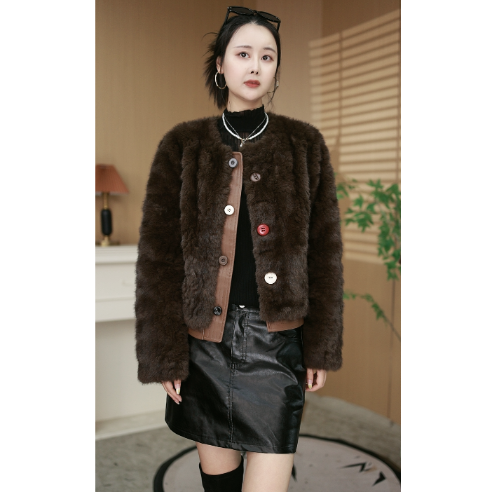 【思思家】圆领多扣加厚显瘦港风多色气质秋冬款时尚保暖宽松