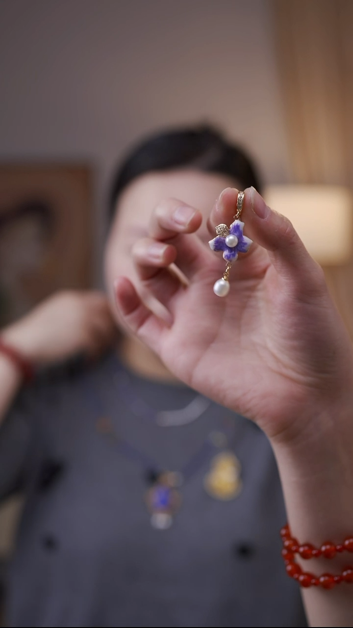 吊坠(不含链)钛钢淡水珍珠紫色雪莲花吊坠