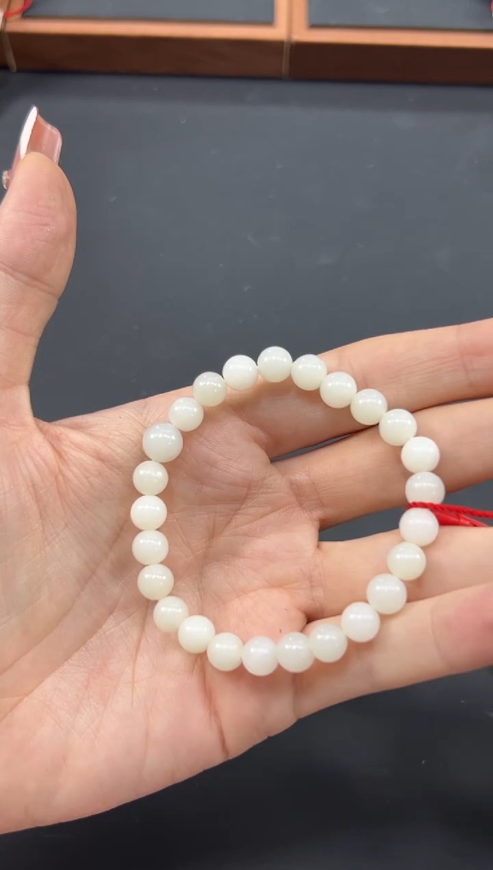 【闪购商品】和田玉手链未镶嵌且末微色差米达卡8手串