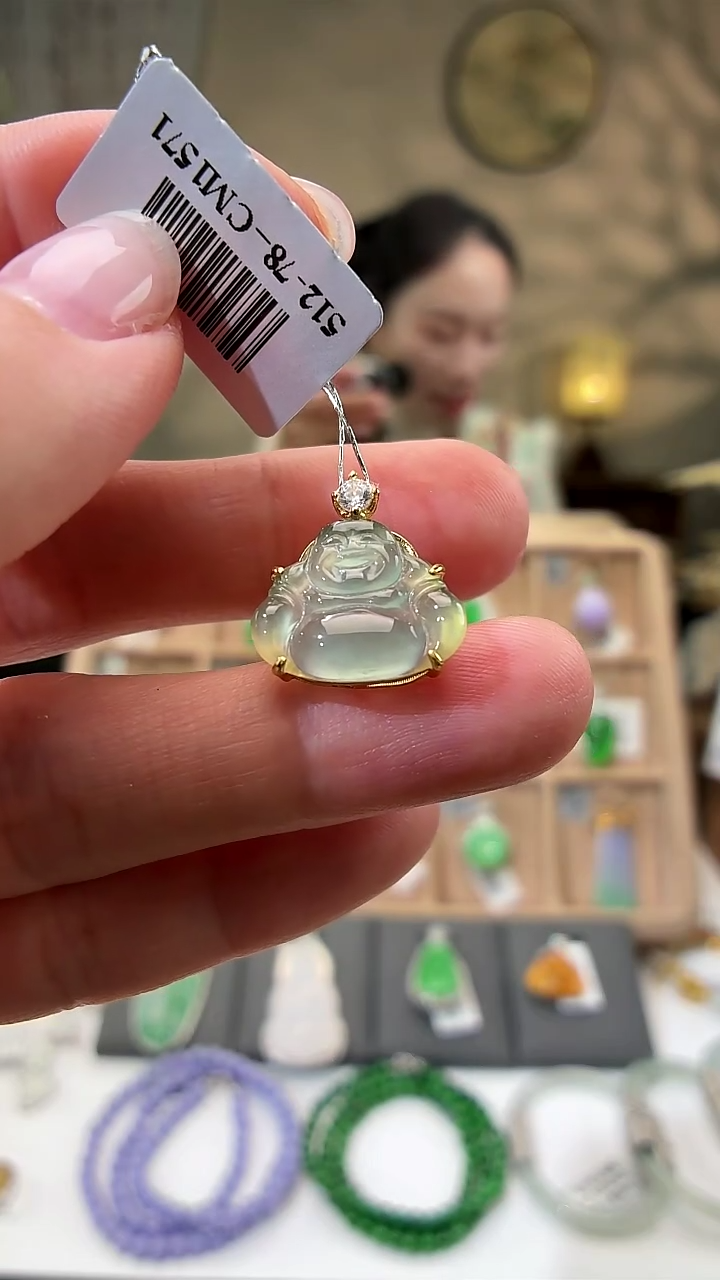 颈饰银S925镶嵌翡翠佛公 多样性发货