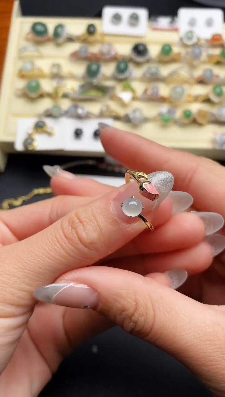 【闪购商品】翡翠戒指银S925镶嵌777777777+6