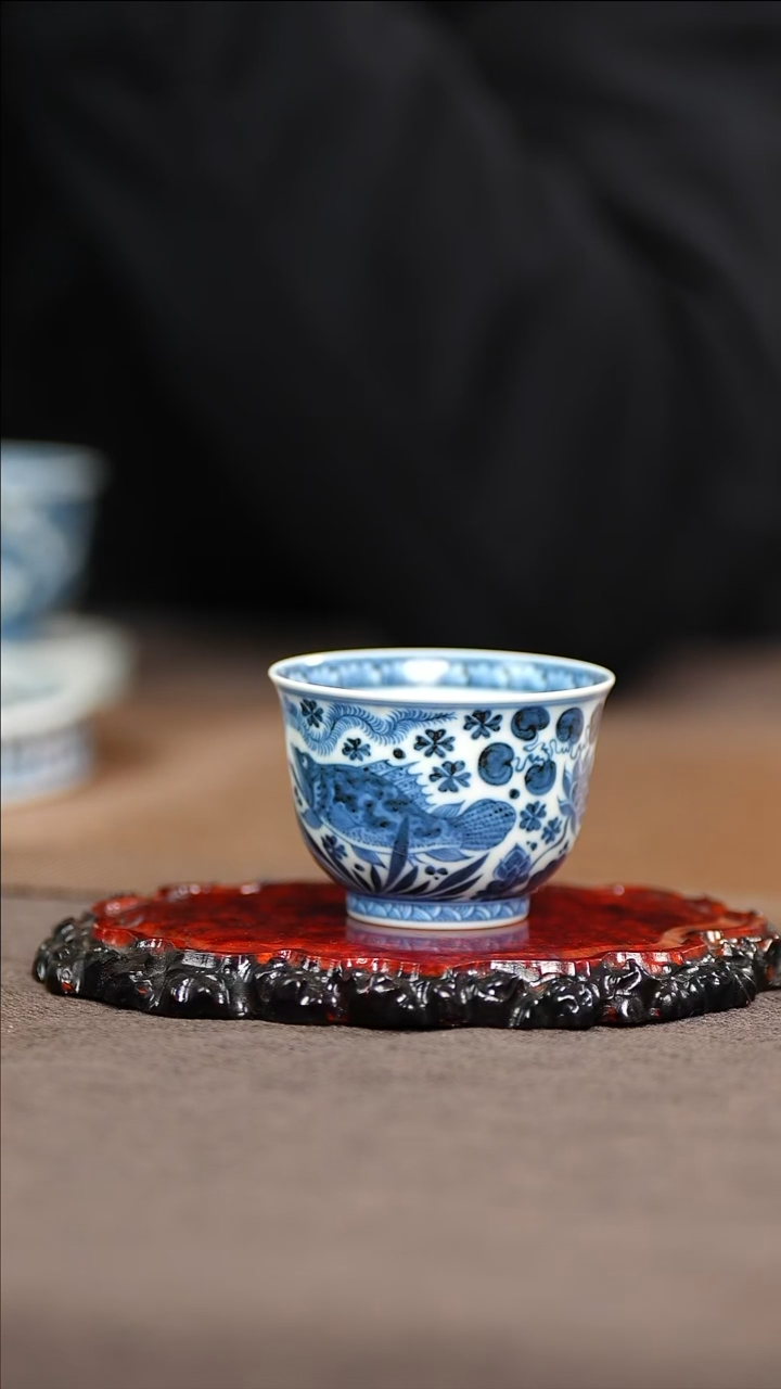 其他陶瓷景德镇陶瓷鱼藻单杯 满容80cc