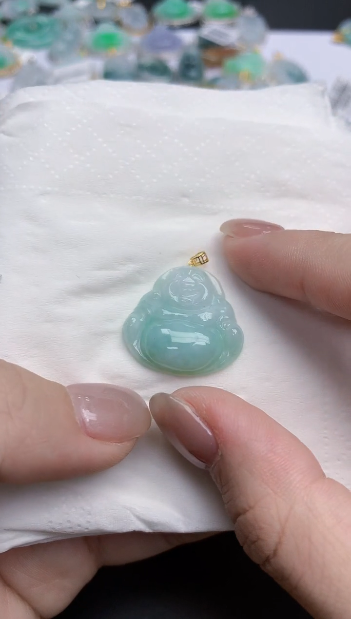 【闪购商品】翡翠颈饰18K金镶嵌天然缅甸翡翠A货