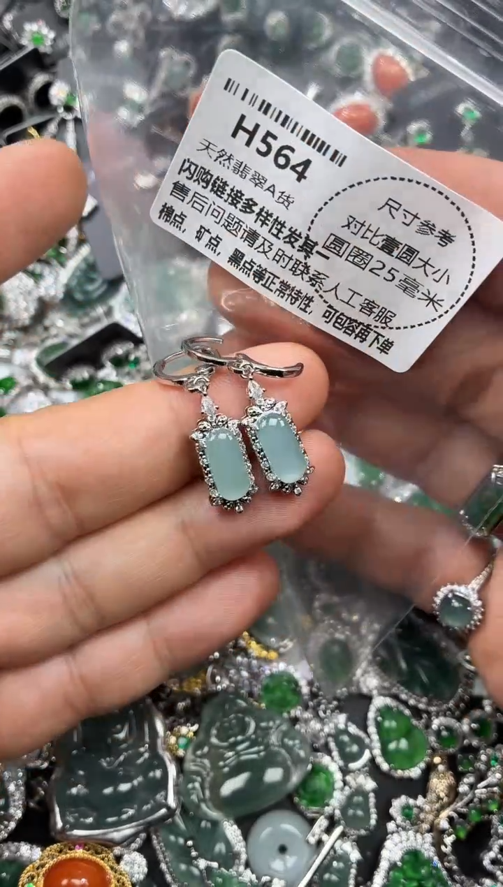 颈饰未镶嵌翡翠H564耳扣