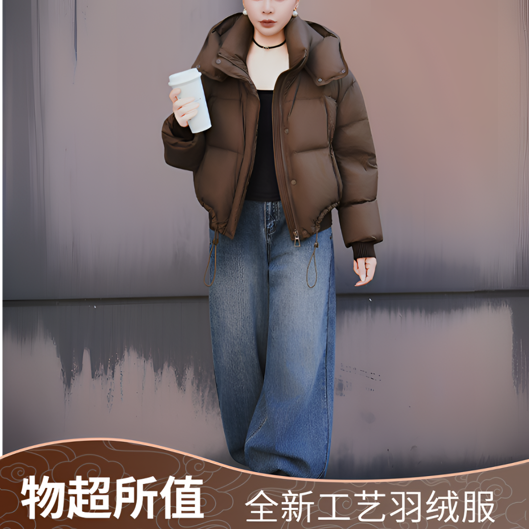 全精品/全新工艺秋冬新款90白鸭绒短款外套连帽保暖羽绒服8005