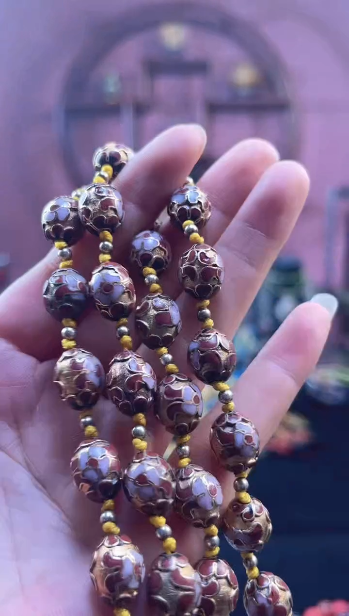 非遗 景泰蓝项链 金地枣珠