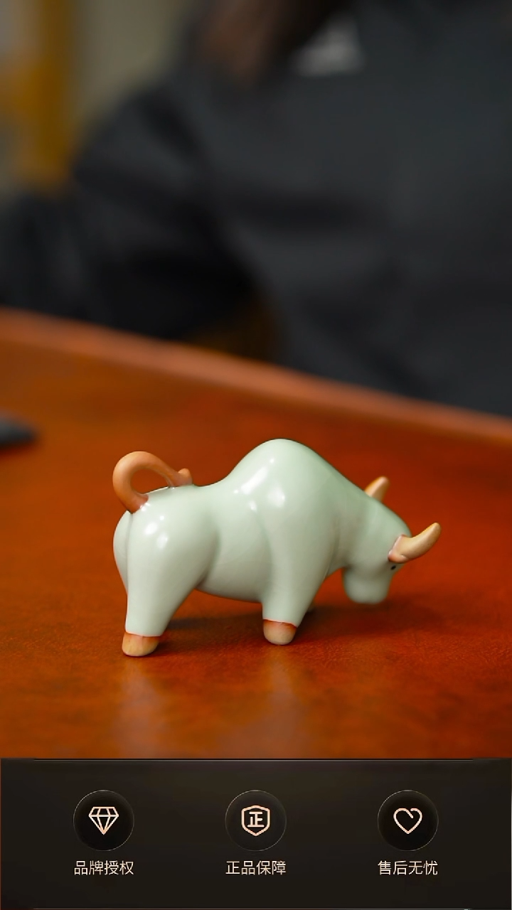 其他一级豆绿牛茶宠摆件