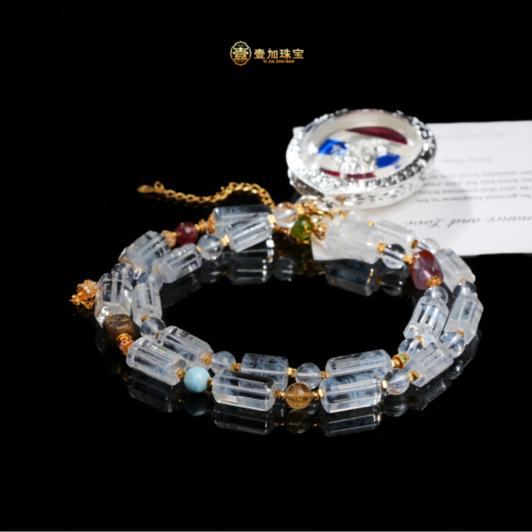 壹加维尼|天然水晶四面F+水疗愈密码蓝针项链多样性发一8922N