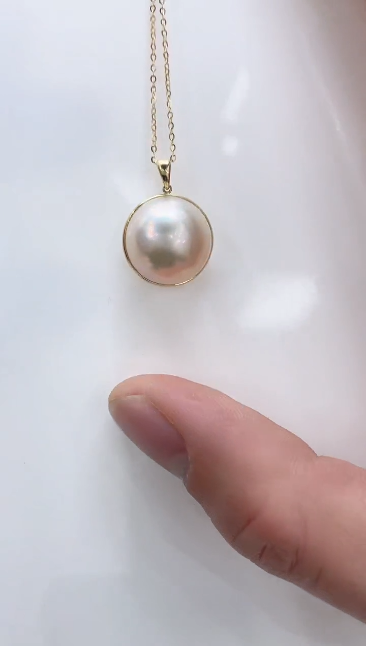 【闪购商品】海水珍珠吊坠(赠链)18K金镶嵌海水珍珠吊坠