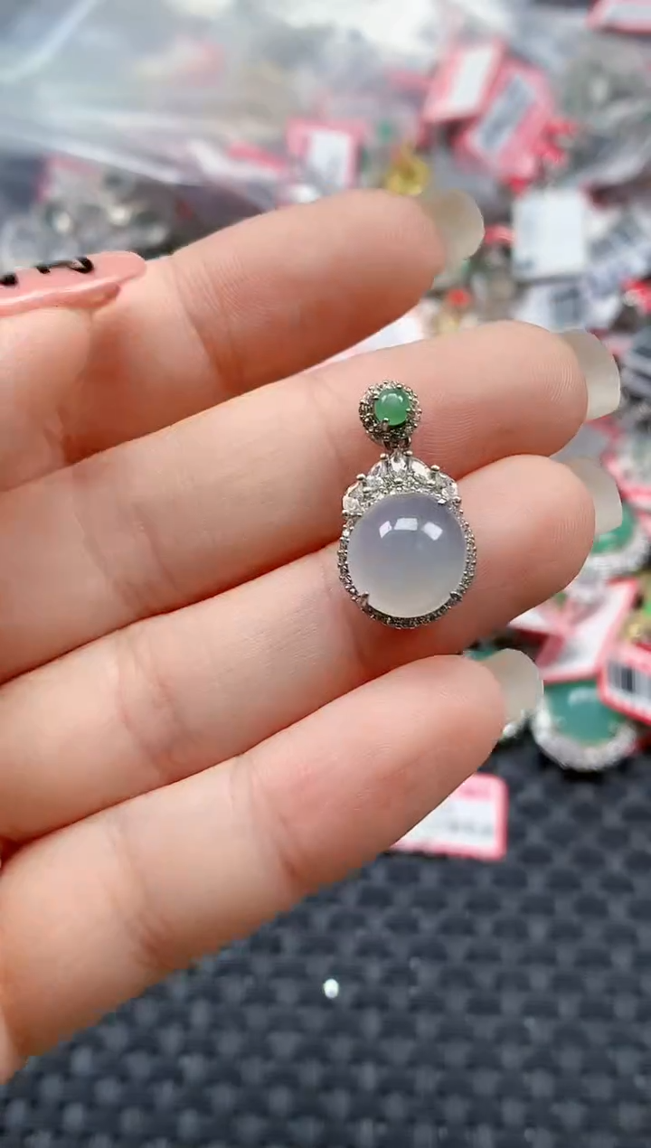 银S925镶嵌戒指翡翠天然A货缅甸翡翠