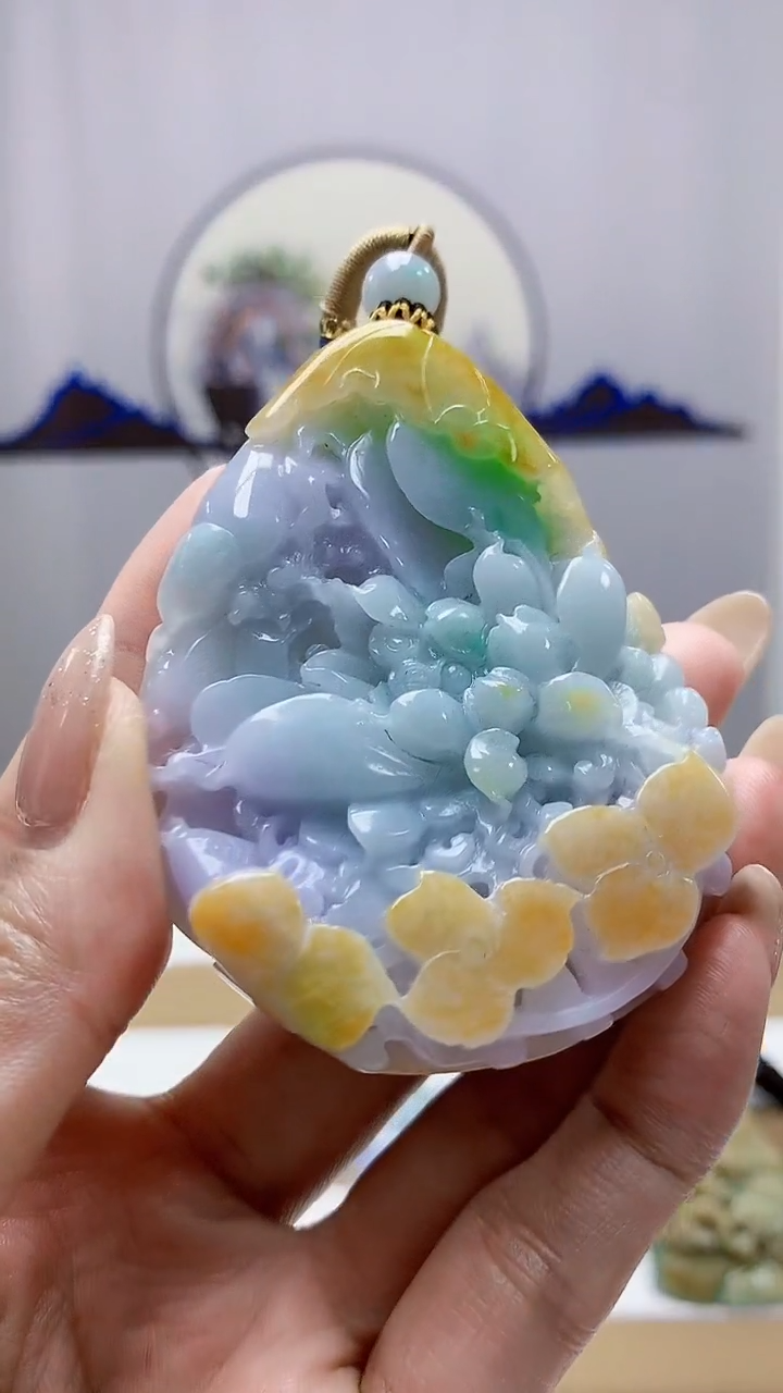 未镶嵌定制翡翠5160MM-毛货挂件135