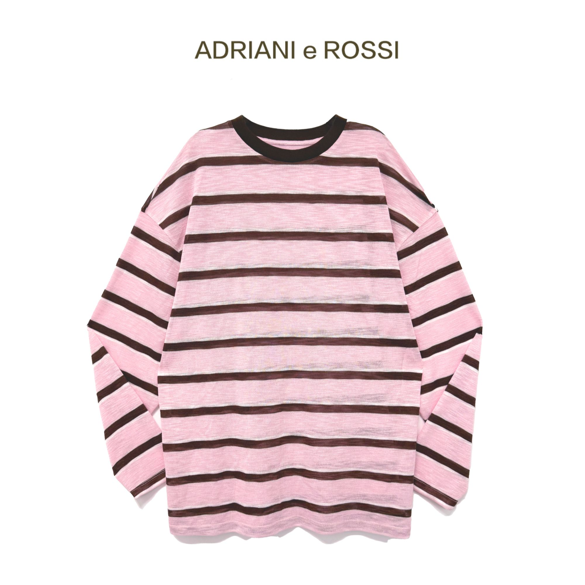 ADRIANI e ROSSI 2025春夏新款—条纹撞色长袖T恤