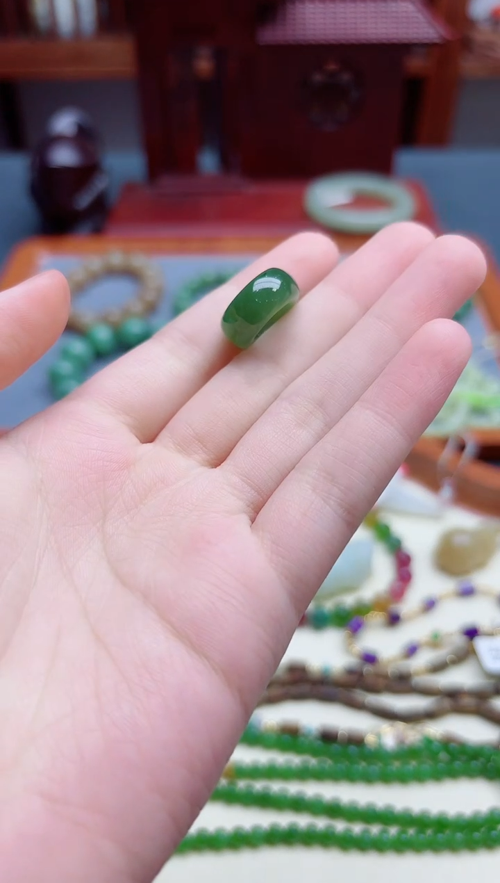 和田玉未镶嵌挂件碧玉跑环配饰DN