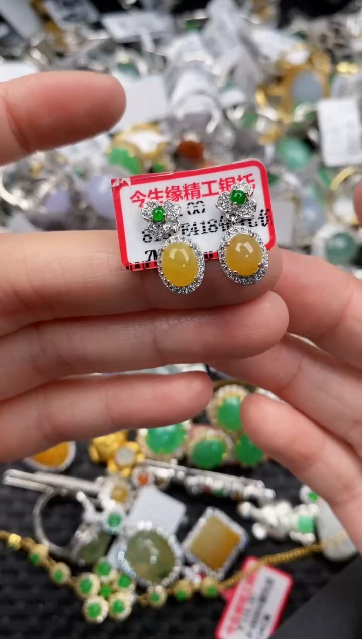 银S925镶嵌戒指翡翠12                  5