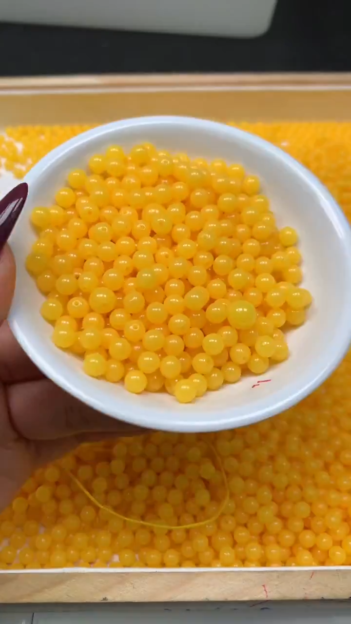 裸石蜜蜡未镶嵌E55 鸡油黄蜜蜡5mm50个6元