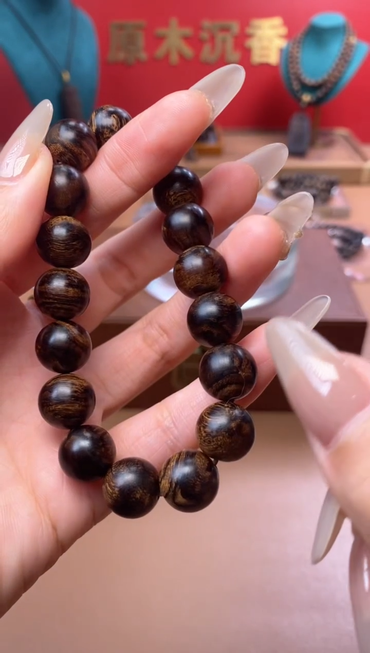 【闪购商品】沉香手串Y沉水越南芽庄白棋楠瘿子留疤12单圈
