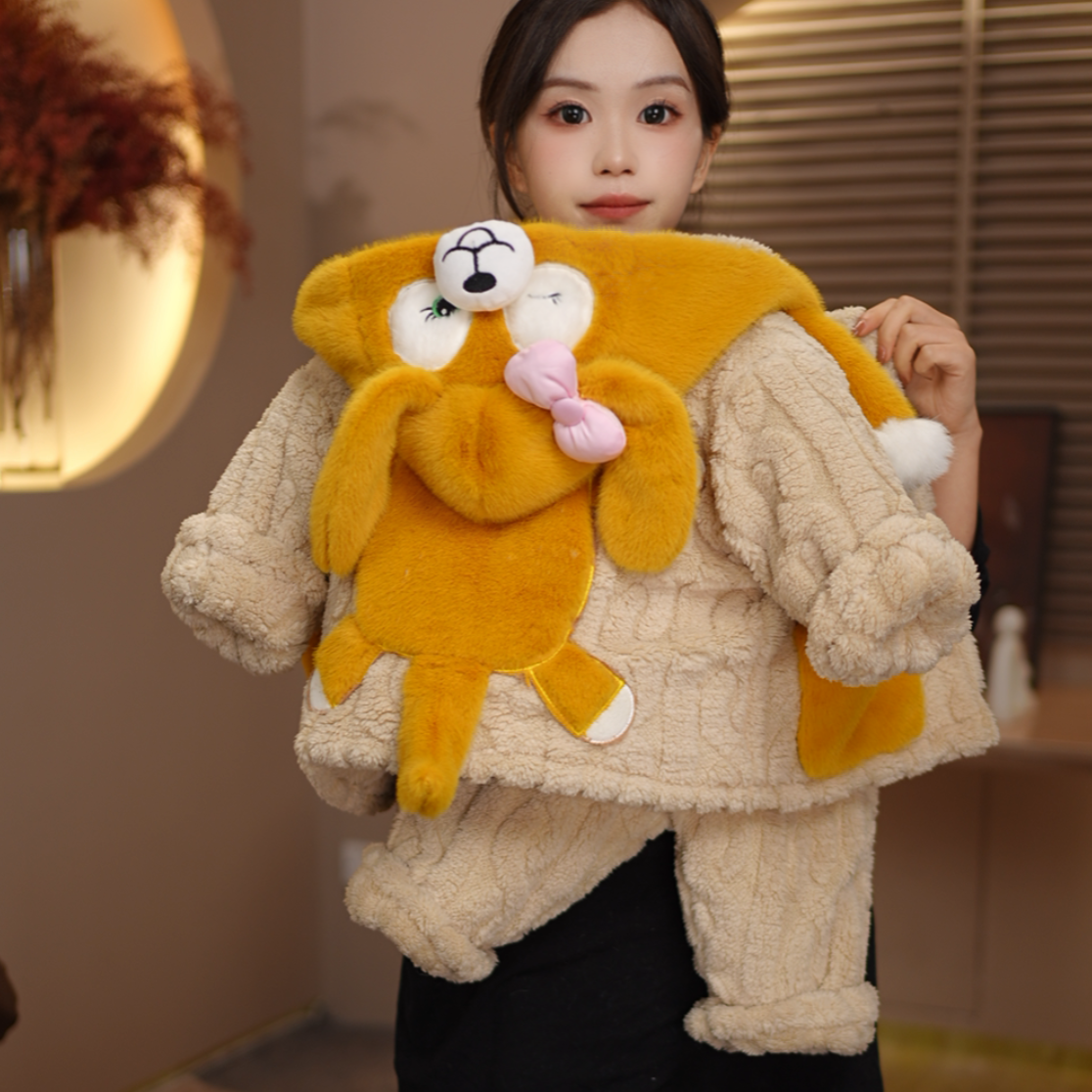 2026款儿童卡通绒家居服 柔软保暖童趣居家服套装25Y306