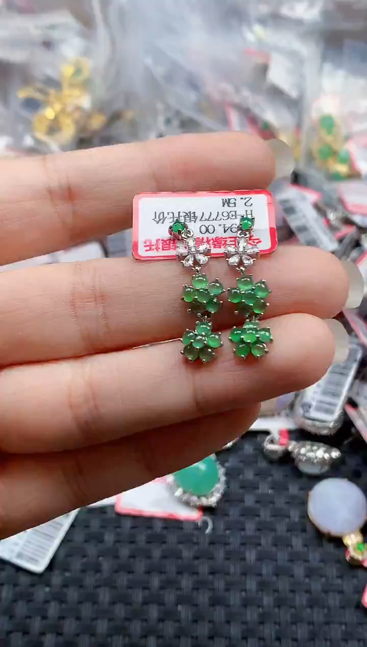 银S925镶嵌戒指翡翠天然A货缅甸翡翠