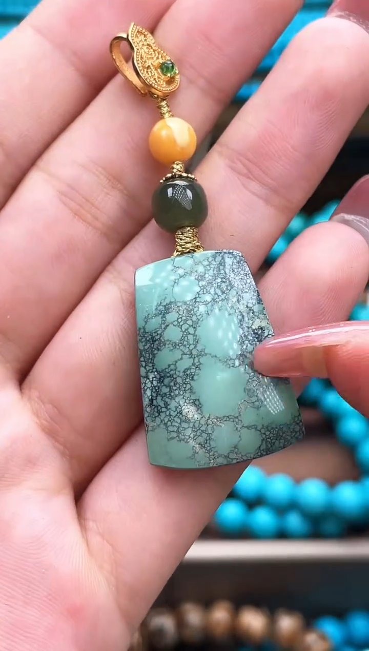 【闪购商品】绿松石珠宝奇石银S925镶嵌A015