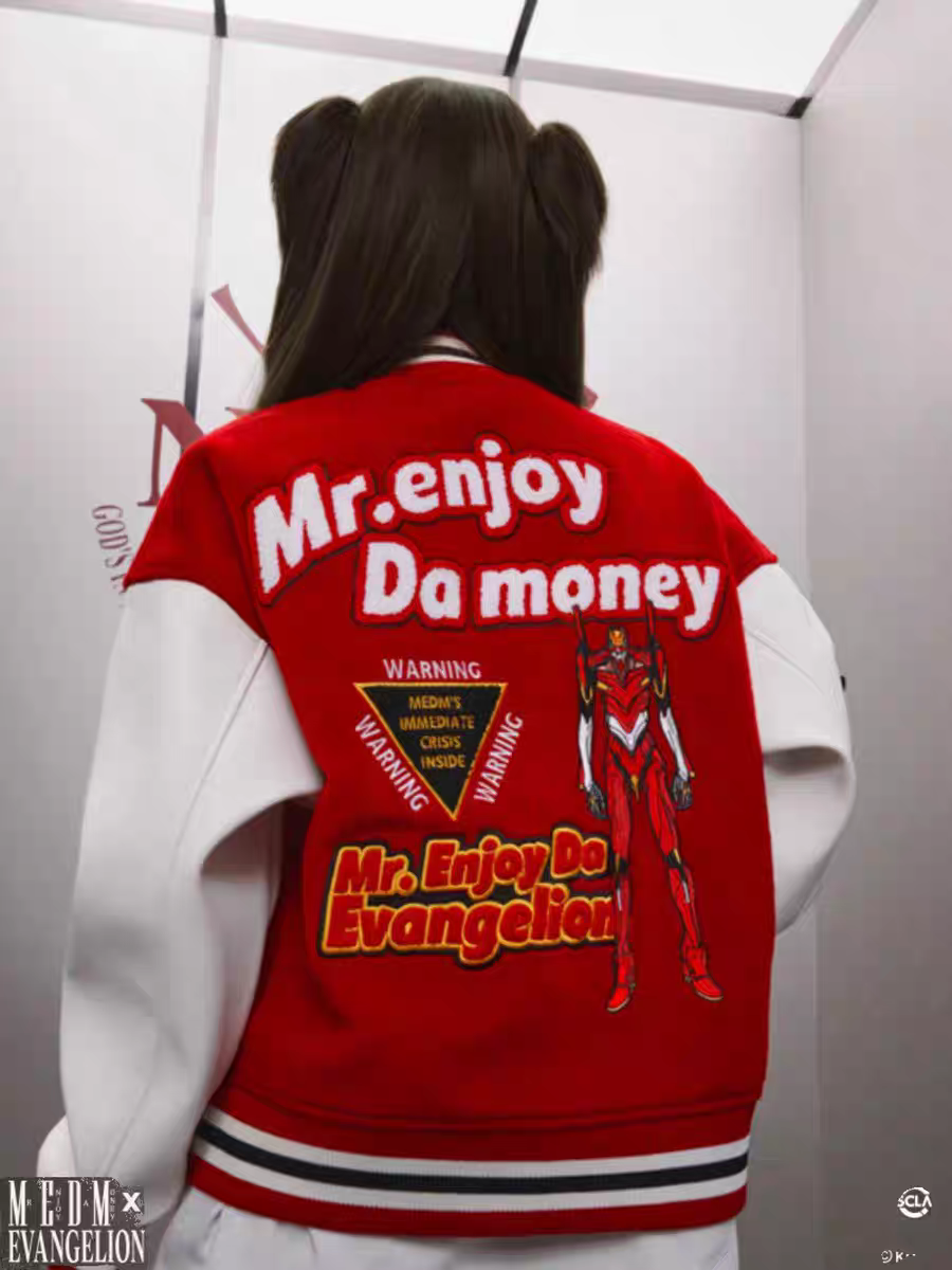 MEDMXEVA联名人物机体款棒球服男女情侣款春秋季潮牌宽松夹克外套